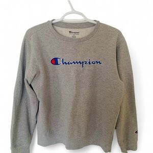 Champion Kids Gray Crewneck with Blue Logo